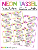 Neon Tassel Teacher Contact Business Cards - EDITABLE!