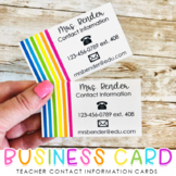 Teacher Contact Information Business Cards - Rainbow Theme