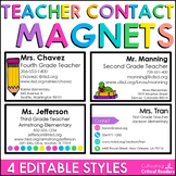 Teacher Contact Cards - Teacher Contact Magnets - Editable