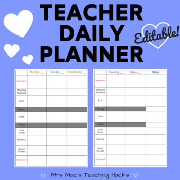 Editable Daily Planner