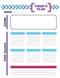 Teacher Daily Planning Sheet for 1 Class Blank