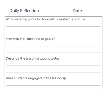 Teacher Daily Reflection Journal by Mr Brakes PE and Science Store