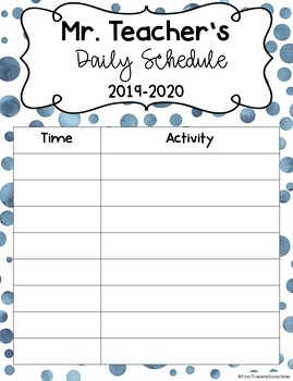 daily schedule template free for classroom use