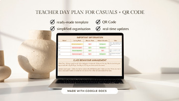 Preview of Teacher Day Plan for Casuals + QR Code