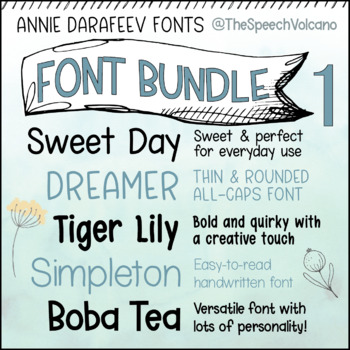 Preview of Commercial Teacher-Designer Font Bundle 1 - English/Spanish/French- 5 Fonts
