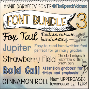 Preview of Commercial Teacher-Designer Font Bundle 3 - English/Spanish/French- 5 Fonts