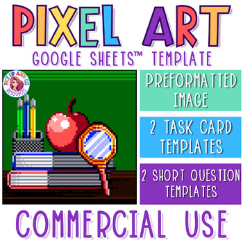 Preview of Teacher Desk Commercial Use Pixel Art Template for Google Sheets