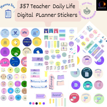 Preview of Teacher Digital Planner Stickers-pre-cropped PNG Daily Teacher Life 357 Stickers