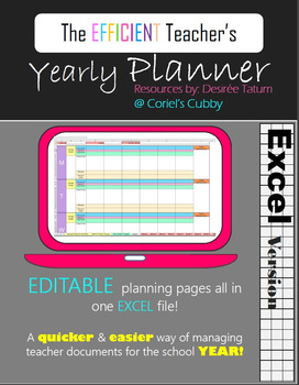 Preview of Editable Teacher Year Binder Planner - Back to School DIGITAL & EXCEL Plan book