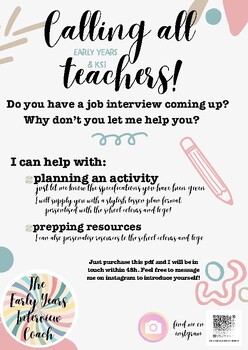 Preview of Teacher (Early Years & Key Stage 1) UK - interview support - lesson & resources