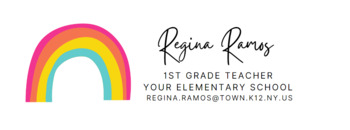 Preview of Teacher Email Signature | Rainbow Personalized