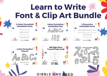 Preview of LETTER TRACING FONT BUNDLE- Letter Formation Learn to Write- Fonts & Clip Art
