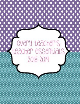 Preview of Teacher Essentials: 2021-2022 Planner/Organizer/Gradebook (Purple/Teal/Pink)