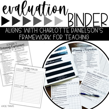 Preview of Teacher Evaluation Evidence Binder Charlotte Danielson Black and White