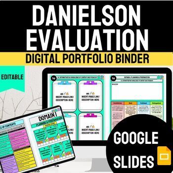 Preview of Teacher Evaluation Digital Binder Charlotte Danielson Framework Google Slides