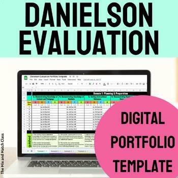 Preview of Teacher Evaluation Digital Portfolio Danielson Framework Google Sheets