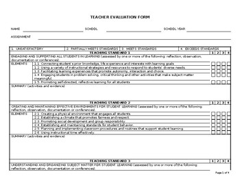 Preview of Teacher Evaluation Form (editable, clickable & fillable resource)