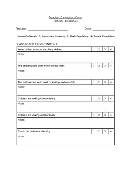 Preview of Teacher Evaluation Forms - All Montessori Environments