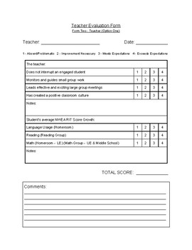 Teacher Evaluation Forms - All Montessori Environments by Vicki Thompson