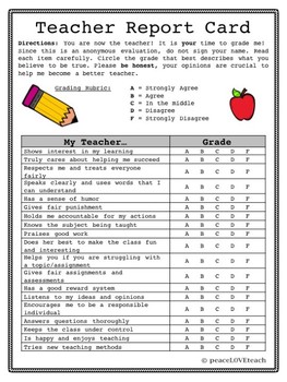 Preview of Teacher Evaluation for Students!