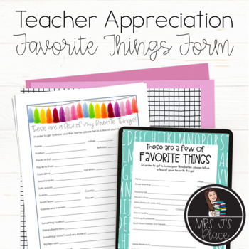 Preview of Teacher Favorite Things Forms