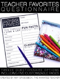 Teacher Favorites Questionnaire