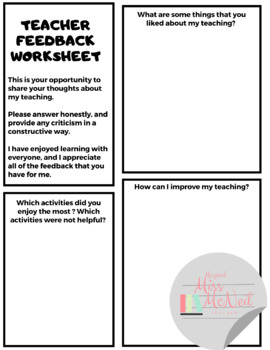 Preview of Teacher Feedback Worksheet