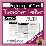 Teacher Get to Know You Letter - Beginning of Year - Editable