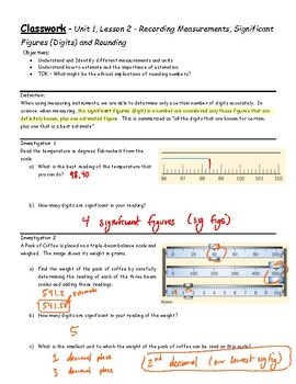 Preview of Teacher Guide - Lesson 1.2 - Recording Measurements, Significant Figures (Digits