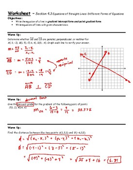 Preview of Teacher Guide - Lesson 4.3 - Equations of Straight Lines Different Forms of Eqns