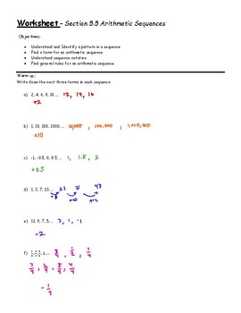 Preview of Teacher Guide - Lesson 5.5 - Arithmetic Sequences