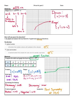 Preview of Teacher Guide - Lesson 6.4, part 2 - Graphing Radical Functions
