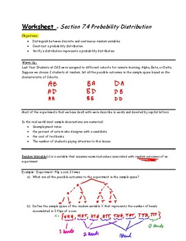 Preview of Teacher Guide - Lesson 7.4 - Probability Distribution