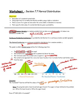 Preview of Teacher Guide - Lesson 7.7 - Normal Distribution