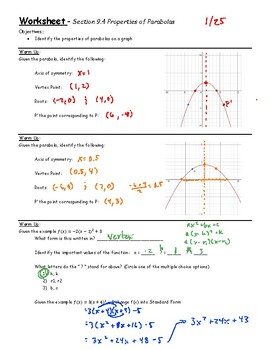 Preview of Teacher Guide - Lesson 9.4 - Properties of Parabolas