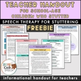 Teacher Handout for School-Age Children Who Stutter | Spee