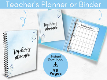 Preview of Teacher/Homeschooling Planner: Blue Themed
