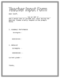Teacher IEP Input Form