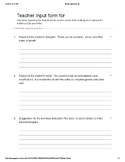 Teacher IEP input form