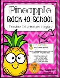 Teacher Information Magnets in Tropical Pineapple Theme EDITABLE