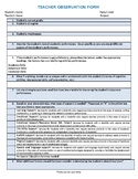 Teacher Input Form - Teacher Observation Form for Evaluation