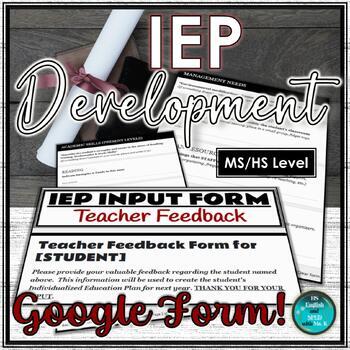 Preview of Teacher Input for IEP | Feedback from Gen Ed Teacher | Google Form Questionnaire