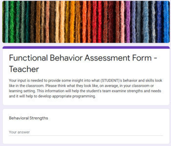 Preview of Teacher Interview (Brief) Functional Behavior Assessment (FBA) - Elementary