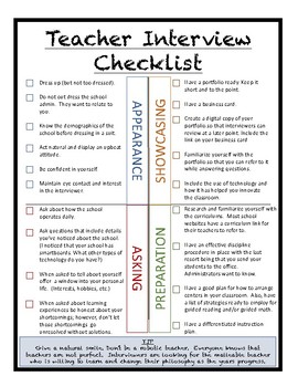 Teacher Interview Checklist by School Room Journey | TpT