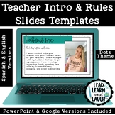 Teacher Intro & Rules - Dots Theme in Spanish & English - 