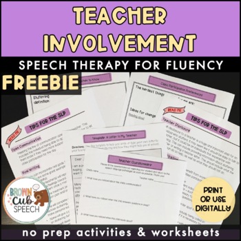 Preview of Teacher Involvement in Stuttering for Speech Therapy FREEBIE