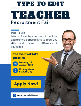 Preview of Teacher Job Fair Flyers & Recruitment 4 Fully Customize your Flyer Ready to Edit