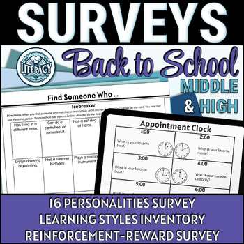Preview of Teacher Knowledge of Students - Surveys - Middle & High School - Print & Digital
