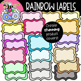 {FREE} Teacher Labels Clipart: Swirly RAINBOW Labels {Dobi