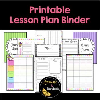 Preview of Printable Lesson Plan Binder